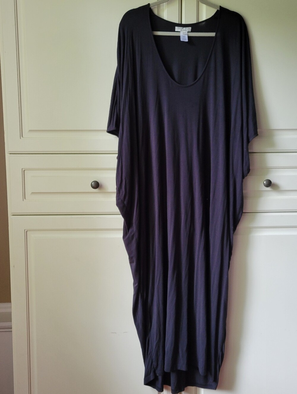 Barefoot Dreams | Luxe Milk Jersey Plus Size Caftan in Black One size Fits 14-24